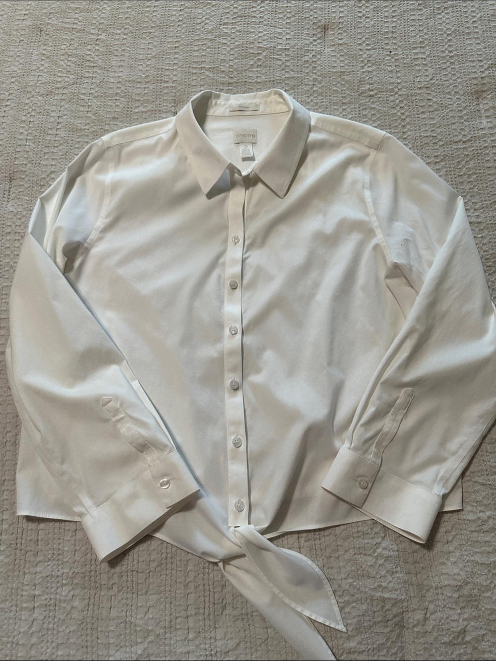Chico's White Tie-Front Button-Down Shirt